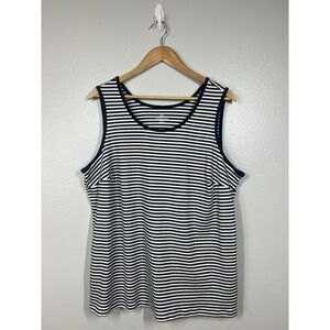 Lands End Womens Striped Tank Top Blue White Size 2X Plus Sleeveless Basic